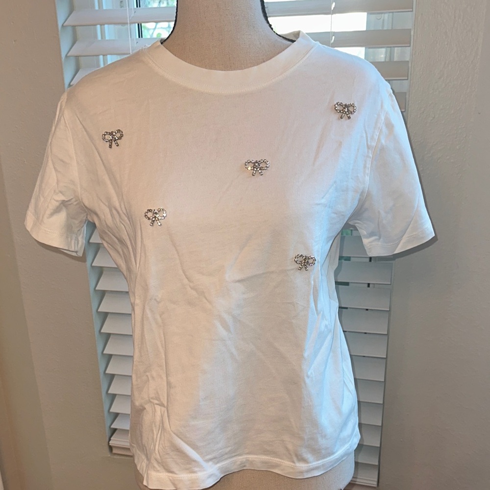 H and M Embellished White Women's Top